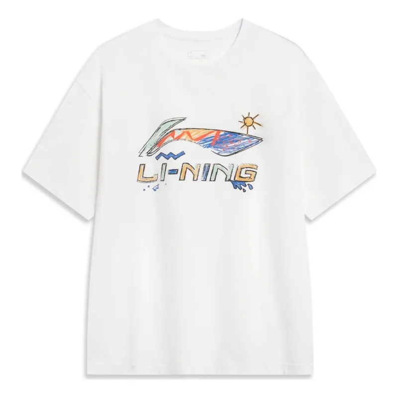 Li-Ning Essential Logo T-shirt 'White Multi' AHST727-2 sold by KicksCrew