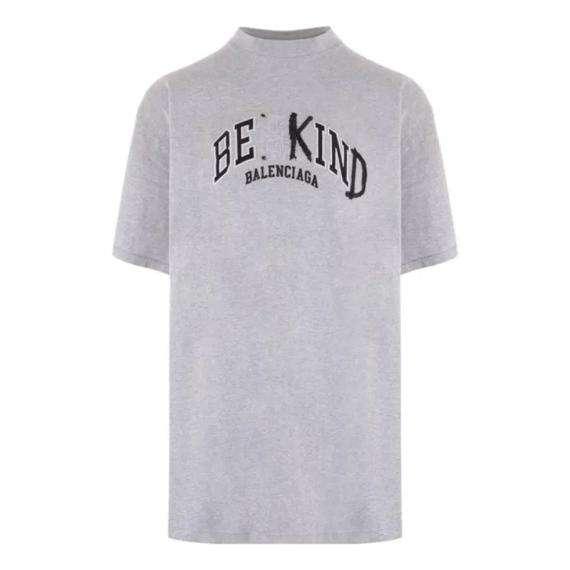 Balenciaga BE KIND Crewneck T-shirt 'Grey' 739028TPVD51167 sold by KicksCrew