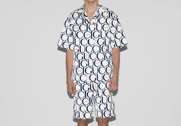 Gucci Maxi Gucci Print Fabric Shirt 'White Blue' 790723ZAQL49059 sold by KicksCrew product image thumbnail 2