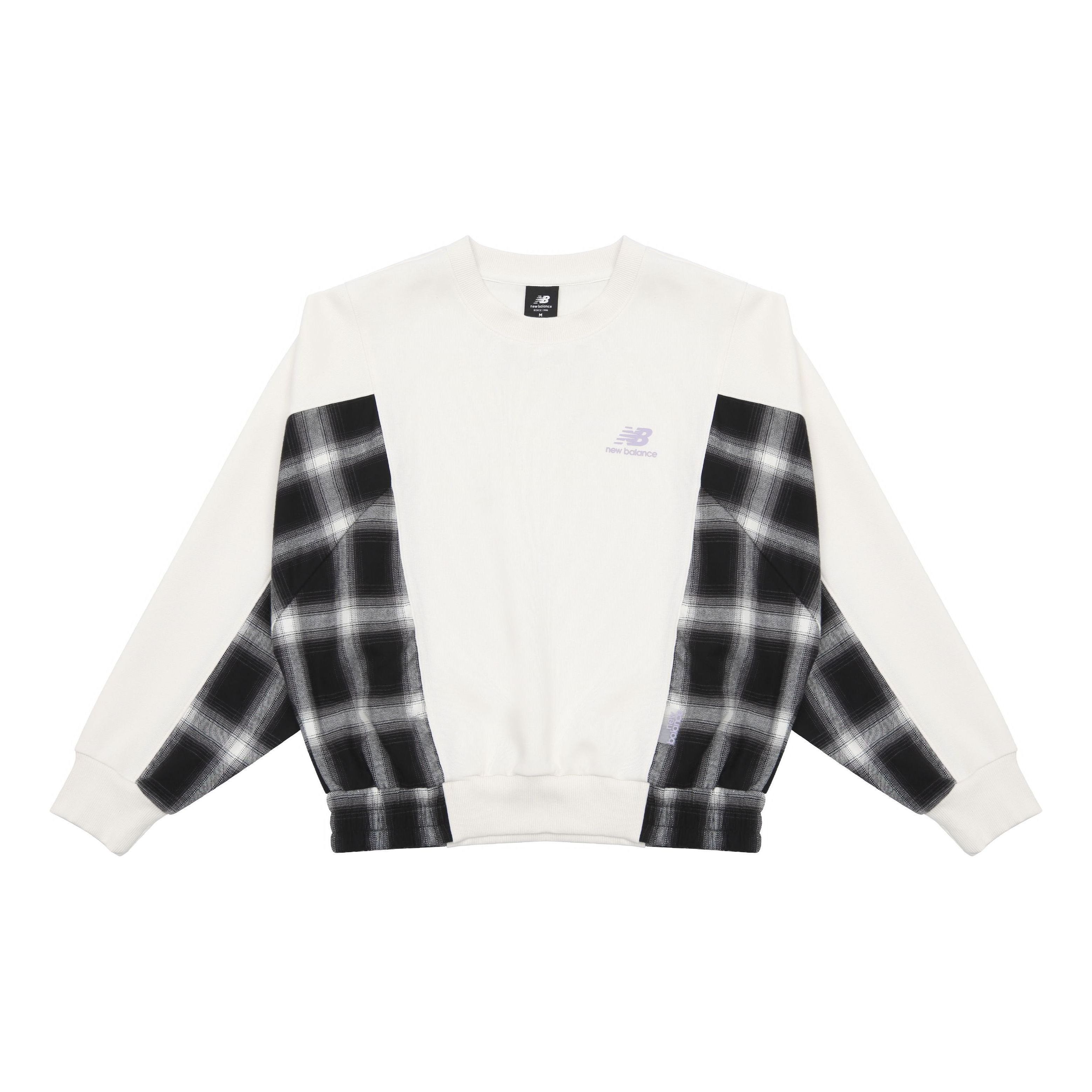 (WMNS) New Balance Casual Colorblock Crew Neck Top 'White Black' AWT13336-IV sold by KicksCrew