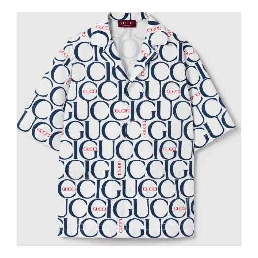 Gucci Maxi Gucci Print Fabric Shirt 'White Blue' 790723ZAQL49059 sold by KicksCrew
