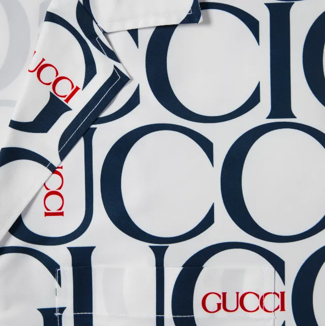 Gucci Maxi Gucci Print Fabric Shirt 'White Blue' 790723ZAQL49059 sold by KicksCrew product image thumbnail 5