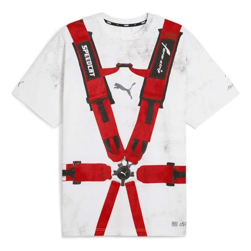 PUMA x A$AP ROCKY Seatbelt T-shirt 'White Red' 631040-05 sold by KicksCrew