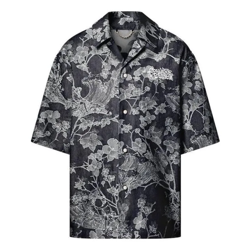 LOUIS VUITTON Short Sleeve Denim Shirt 'Dark Blue' 1AFQZB sold by KicksCrew