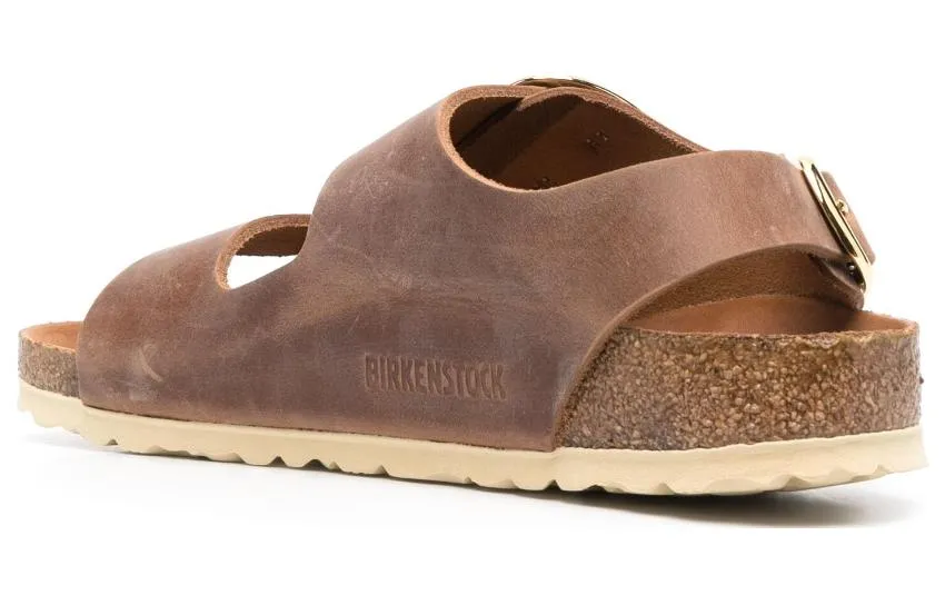 (WMNS) Birkenstock Milano Big Buckle Natural Leather Oiled Narrow Fit Sandals 'Cognac' 1024067 sold by KicksCrew product image thumbnail 4