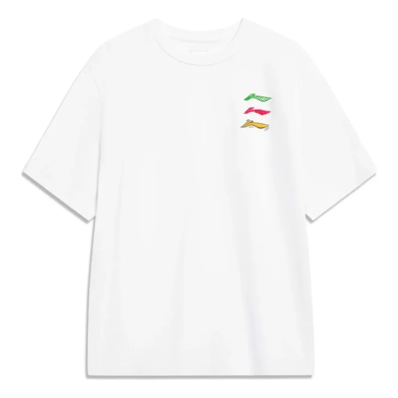 Li-Ning Triple Logo Loose Fit T-shirt 'White' AHST787-1 sold by KicksCrew