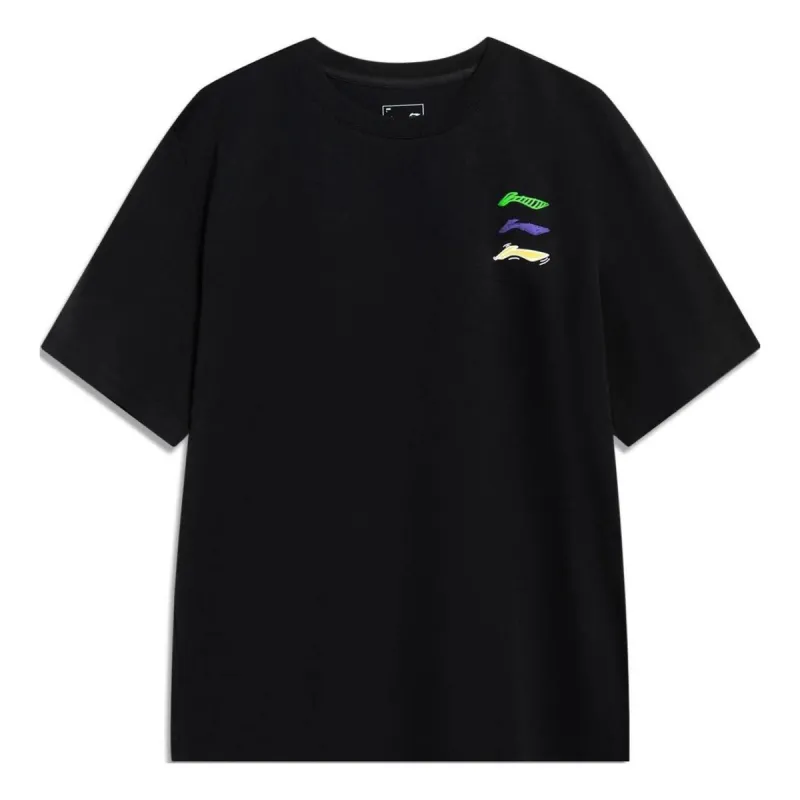 Li-Ning Triple Logo Loose Fit T-shirt 'Black' AHST787-4 sold by KicksCrew