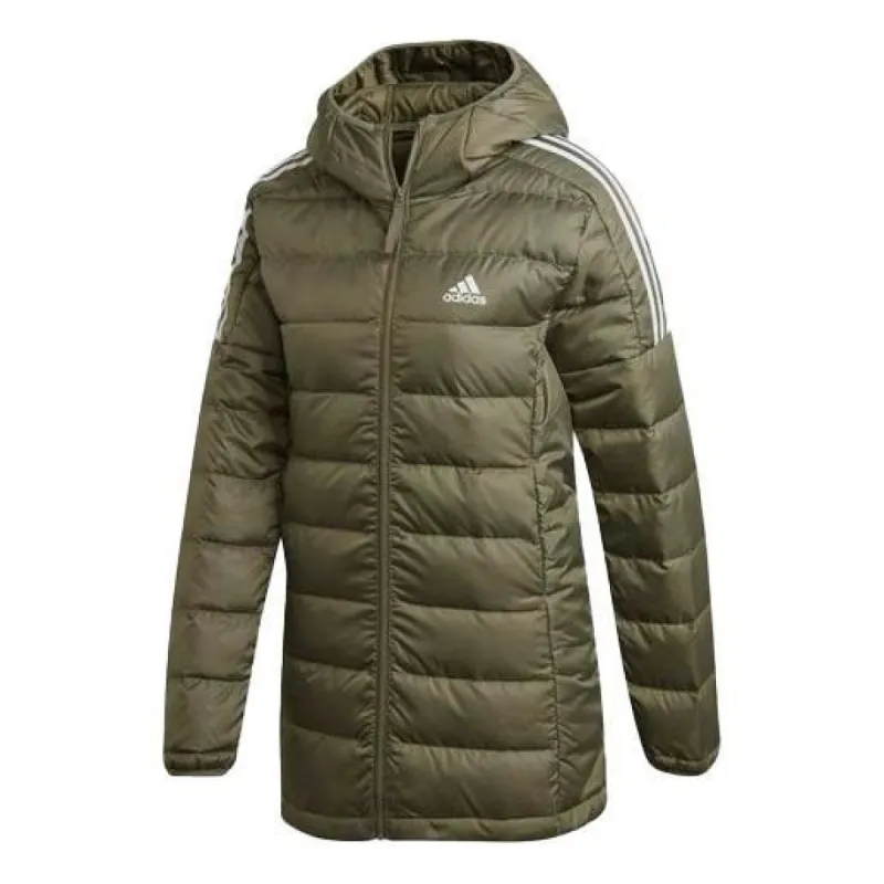 (WMNS) adidas Essentials Light Down Hooded Parka 'Legacy Green' GH4591 sold by KicksCrew
