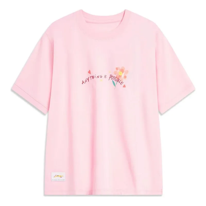 (WMNS) Li-ning Lifestyle Fashion Tee 'Pink' AHST488-6 sold by KicksCrew