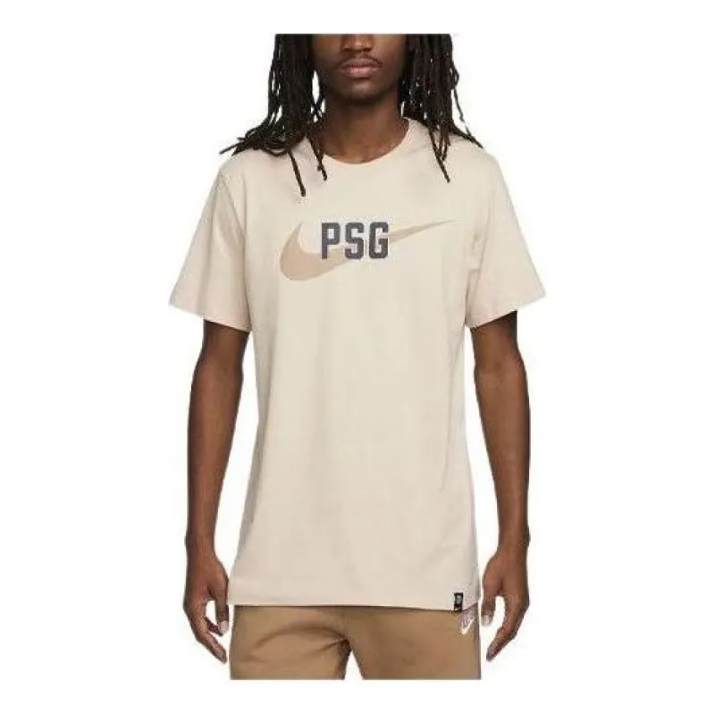 Nike x Paris Saint-Germain Swoosh T-Shirt 'Sanddrift' FD1040-126 sold by KicksCrew