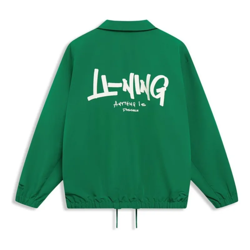 Li-Ning Logo Coach Jacket 'Green White' AJDT499-2 sold by KicksCrew