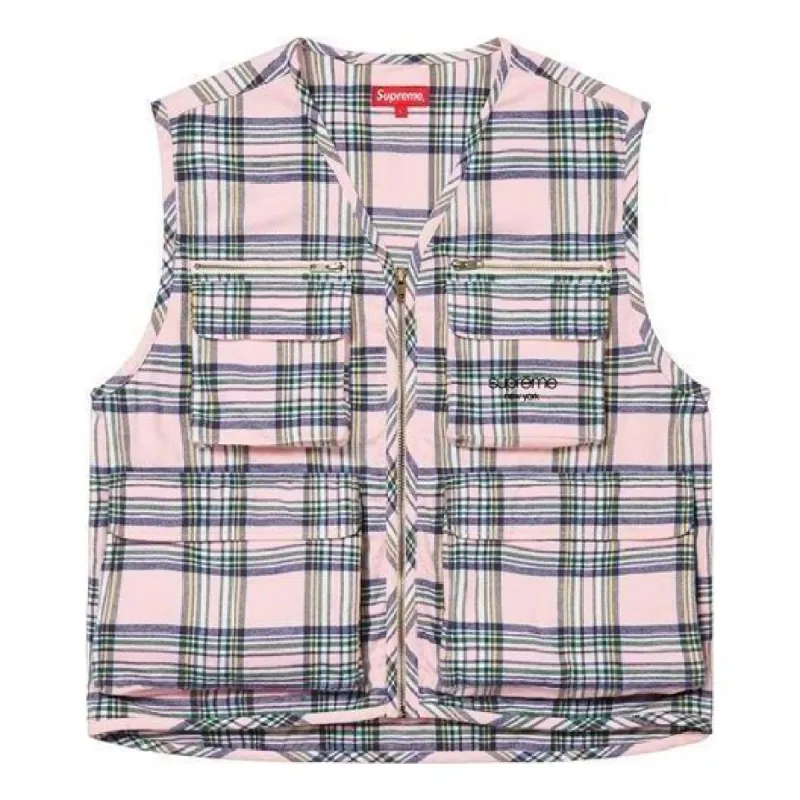 Supreme Tartan Flannel Cargo Vest 'Pink Blue Green' SUP-FW20-307 sold by KicksCrew