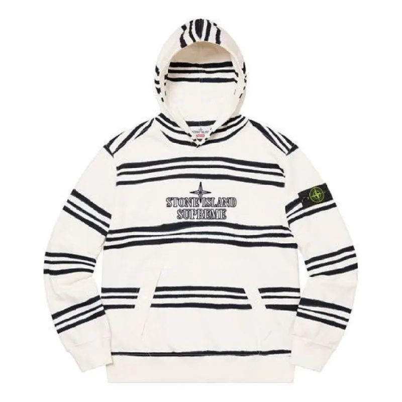 Supreme x Stone Island Warp Stripe Hooded Sweatshirt 'White Black' SUP-FW20-297 sold by KicksCrew