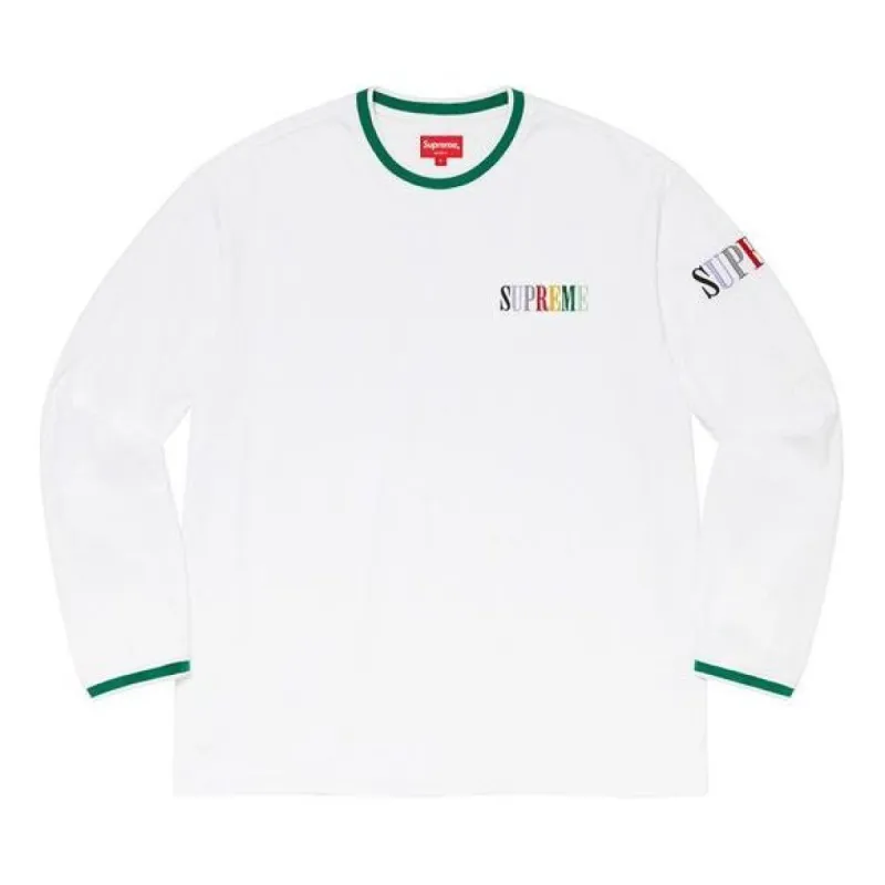 Supreme Multi Color Logo L/S Top 'White Green' SUP-FW20-276 sold by KicksCrew
