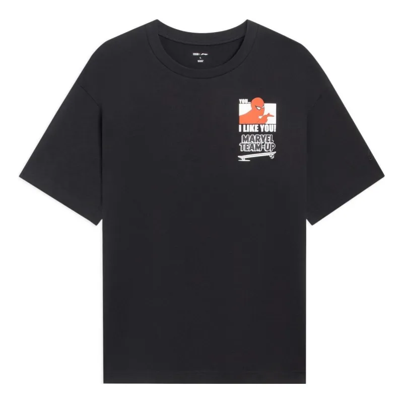 Li-Ning x MARVEL Spider Man Graphic T-shirt 'Black' AHSSB89-1 sold by KicksCrew