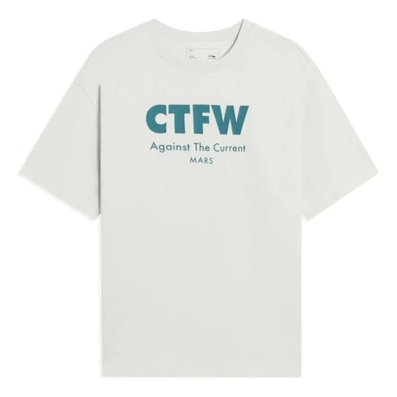 Li-Ning Counterflow Graphic T-shirt 'White Teal' AHSSB85-1 sold by KicksCrew