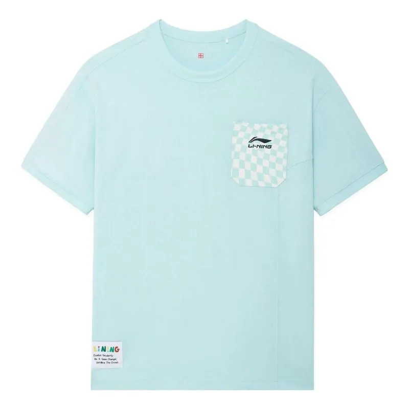 Li-Ning x Rooovie Checkerboard Pocket T-shirt 'Light Blue' AHSSB57-2 sold by KicksCrew