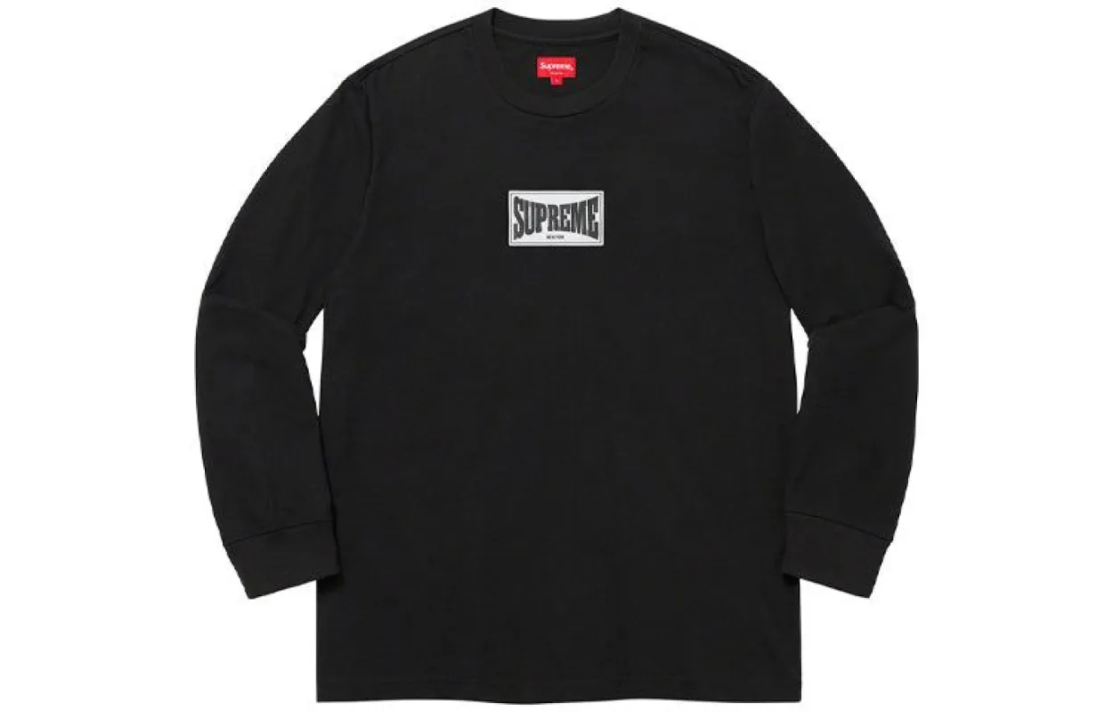 Supreme Woven Label L/S Top 'Black White' SUP-FW20-269 sold by KicksCrew