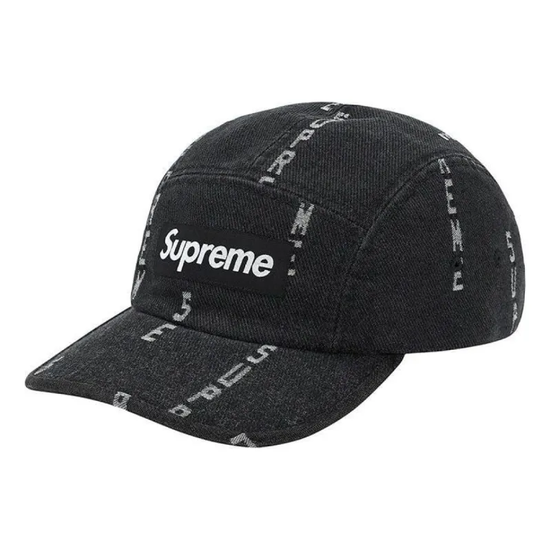 Supreme Logo Stripe Jacquard Denim Camp Cap 'Black White' SUP-FW20-192 sold by KicksCrew