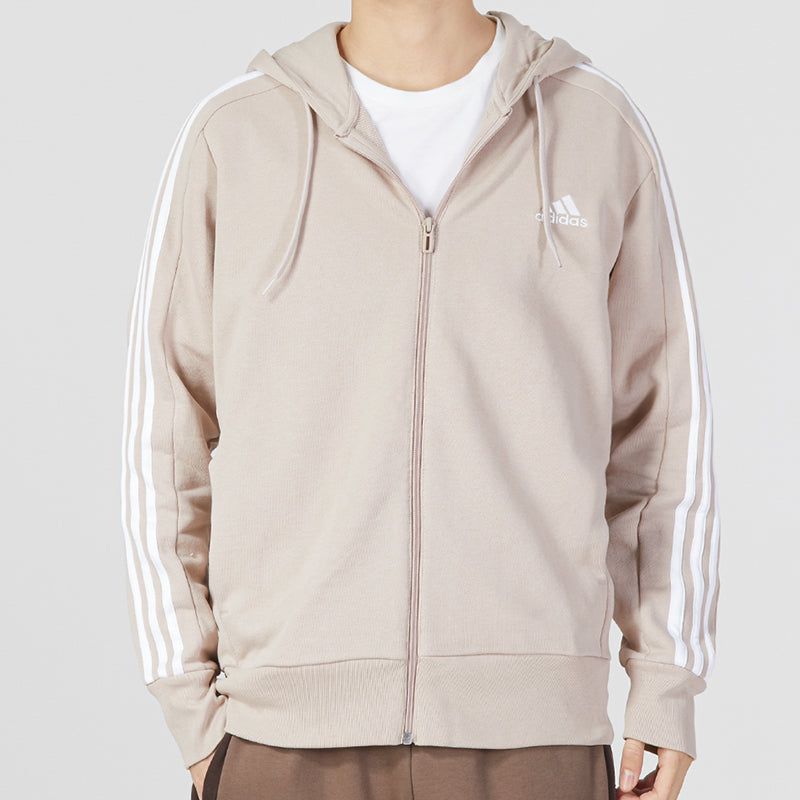 Adidas Essentials French Terry 3-Stripes Full-Zip Hoodie Jackets 'Beige' IC9839 sold by KicksCrew product image thumbnail 3