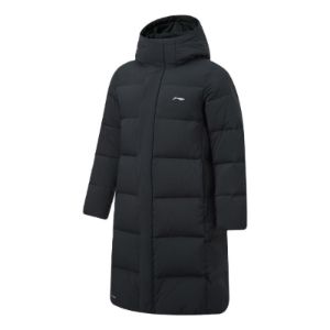 Li-Ning Logo Printed Warm Long Down Jacket 'Black' AYMT107-1 sold by KicksCrew