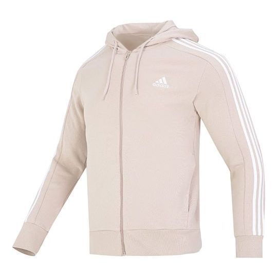 Adidas Essentials French Terry 3-Stripes Full-Zip Hoodie Jackets 'Beige' IC9839 sold by KicksCrew