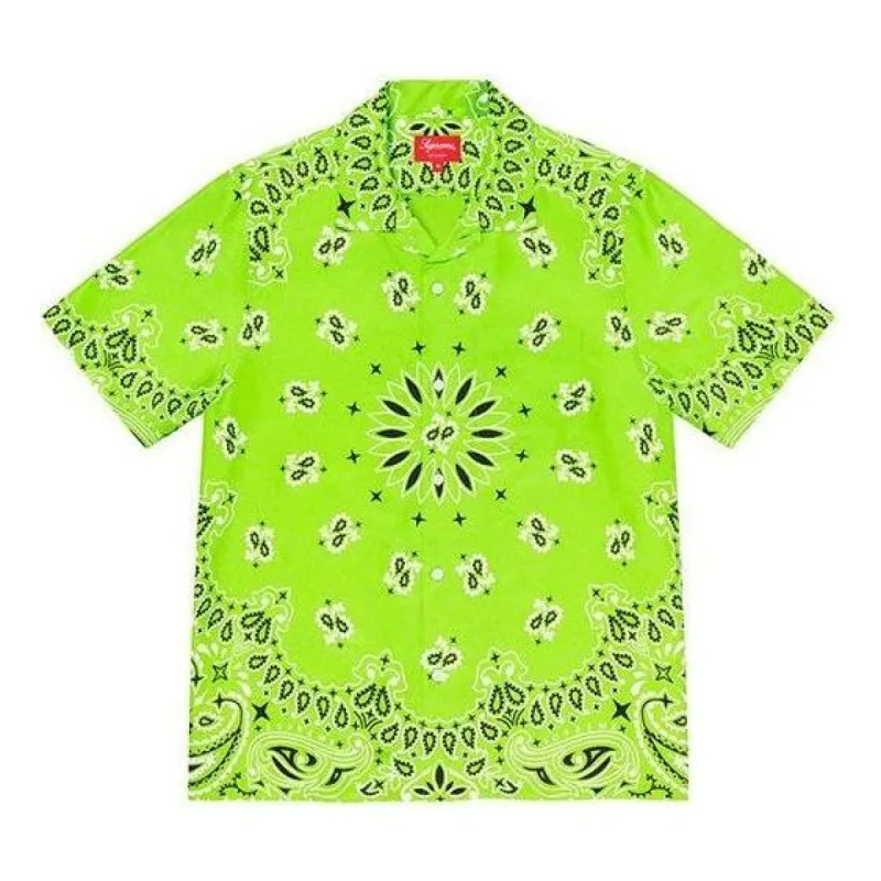 Supreme Bandana Silk S/S Shirt 'Green Black' SUP-SS21-702 sold by KicksCrew