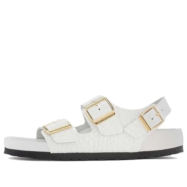 (WMNS) Birkenstock Milano Embossed Leather Narrow Fit Sandals 'Emboss white' 1024235 sold by KicksCrew