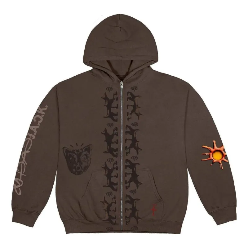 Travis Scott Reverse Dog Zip Up Hoodie 'Brown' CJFN-SS81 sold by KicksCrew