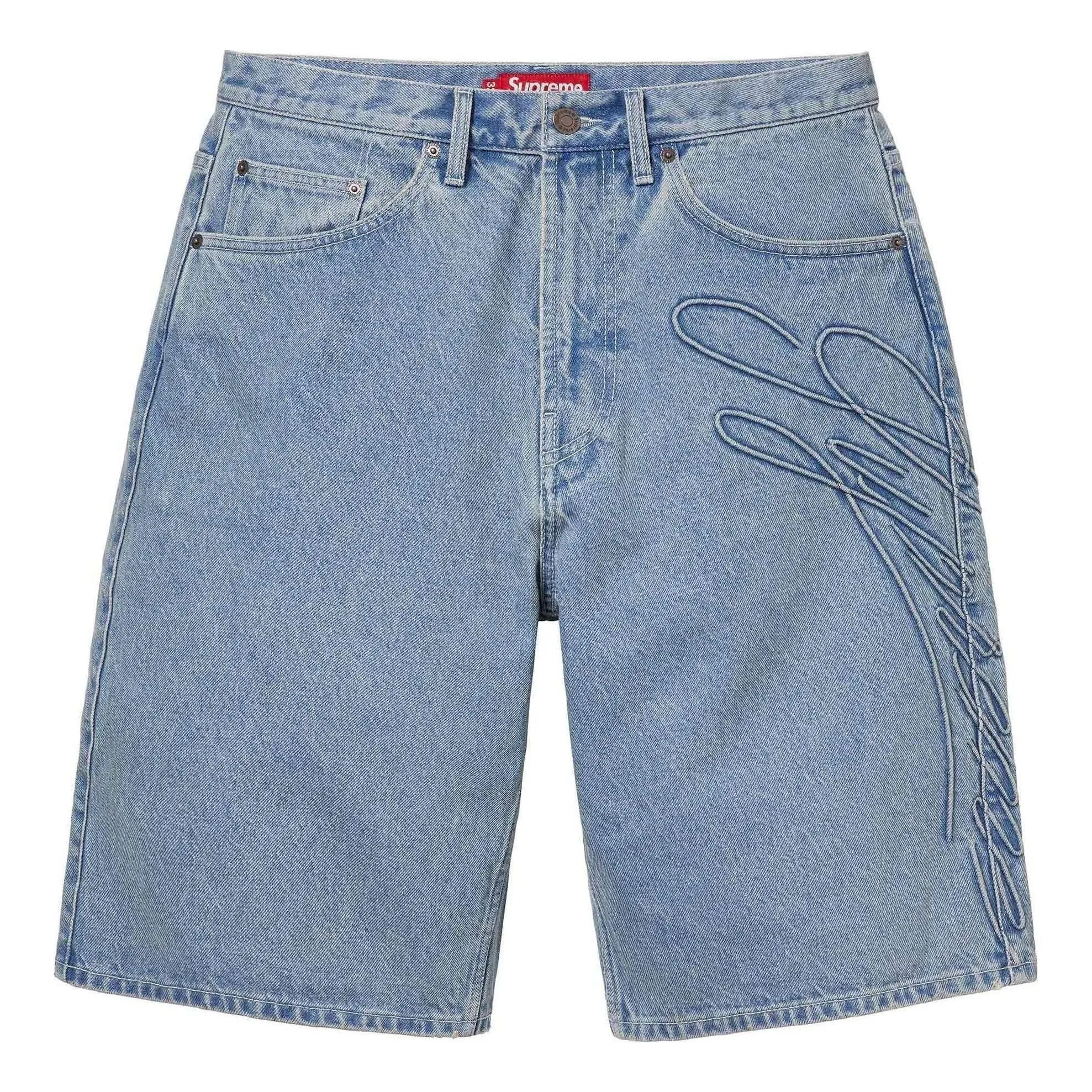 Supreme Script Baggy Denim Shorts 'Teal' SUP-SS24-178 sold by KicksCrew