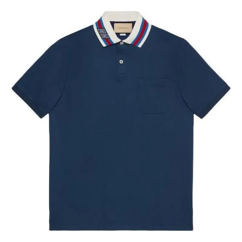 Gucci Cotton Piquet Polo Shirt With Square GG 'Blue' 768630-XJF45-4030 sold by KicksCrew