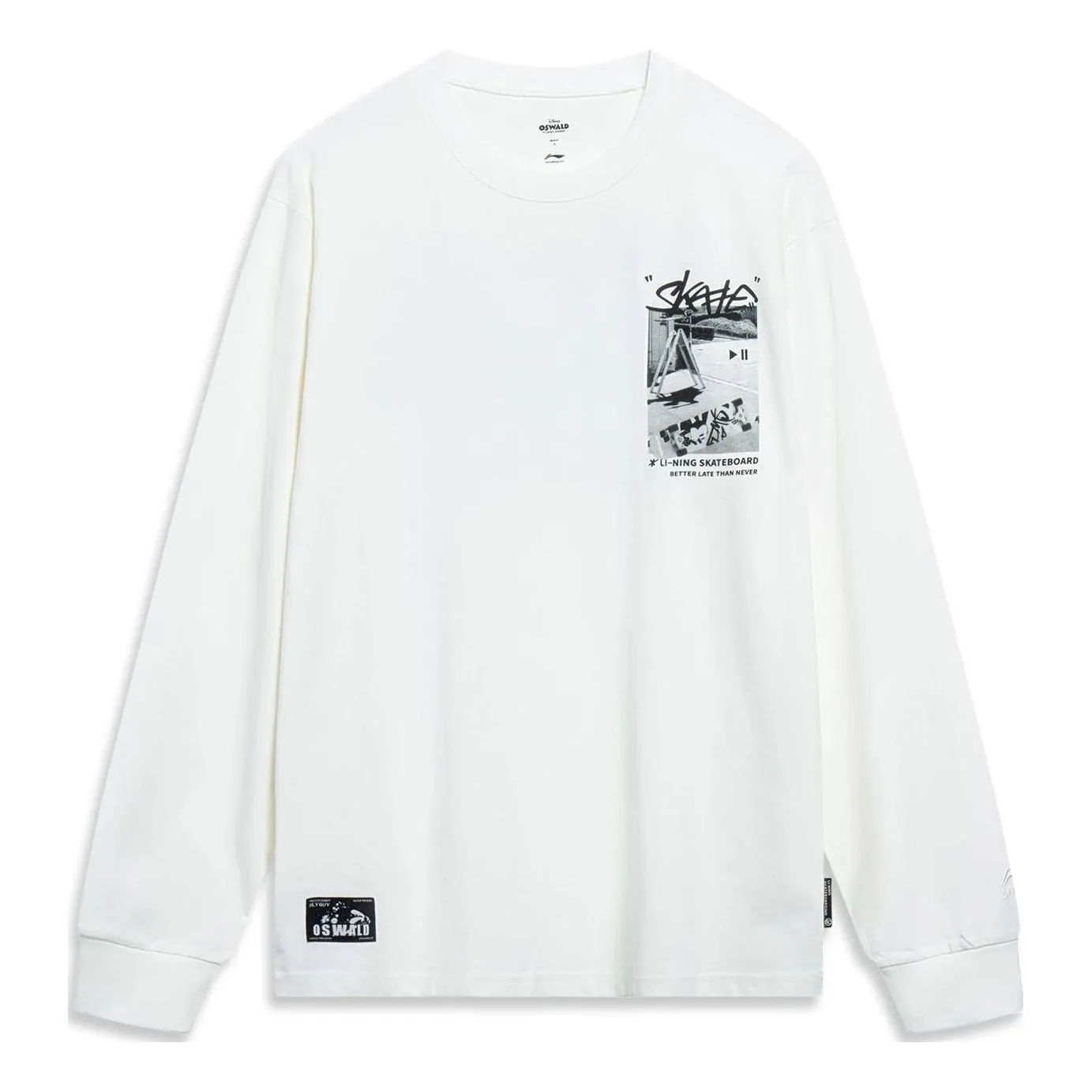 Li-Ning x Disney Oswald Graphic Long Sleeve T-shirt 'White' AHST321-3 sold by KicksCrew