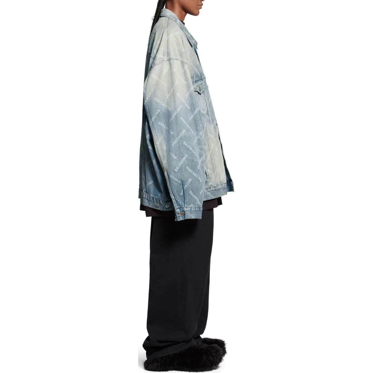 (WMNS) Balenciaga Bal Diagonal Allover Oversized Jacket 'Light Blue Japanese Ring Denim' 773616TPW534868 sold by KicksCrew product image thumbnail 5