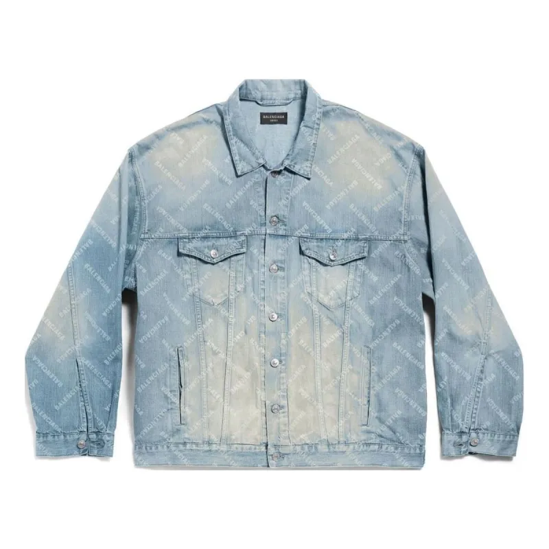 (WMNS) Balenciaga Bal Diagonal Allover Oversized Jacket 'Light Blue Japanese Ring Denim' 773616TPW534868 sold by KicksCrew