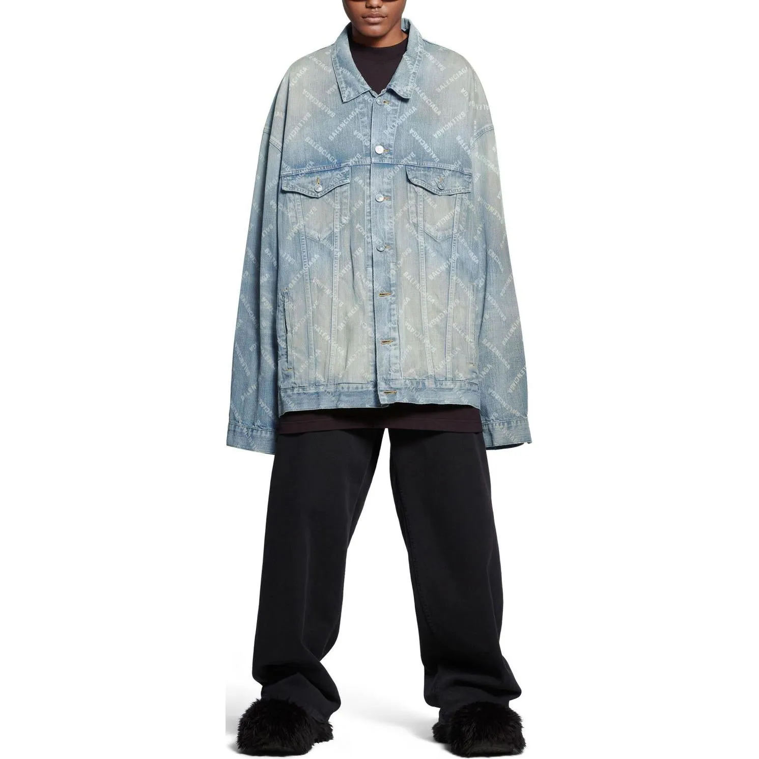 (WMNS) Balenciaga Bal Diagonal Allover Oversized Jacket 'Light Blue Japanese Ring Denim' 773616TPW534868 sold by KicksCrew product image thumbnail 3