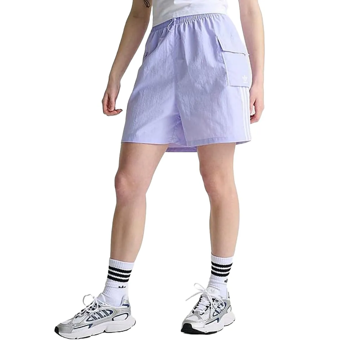 (WMNS) adidas Adicolor Cargo Shorts 'Purple' JH1075 sold by KicksCrew product image thumbnail 2