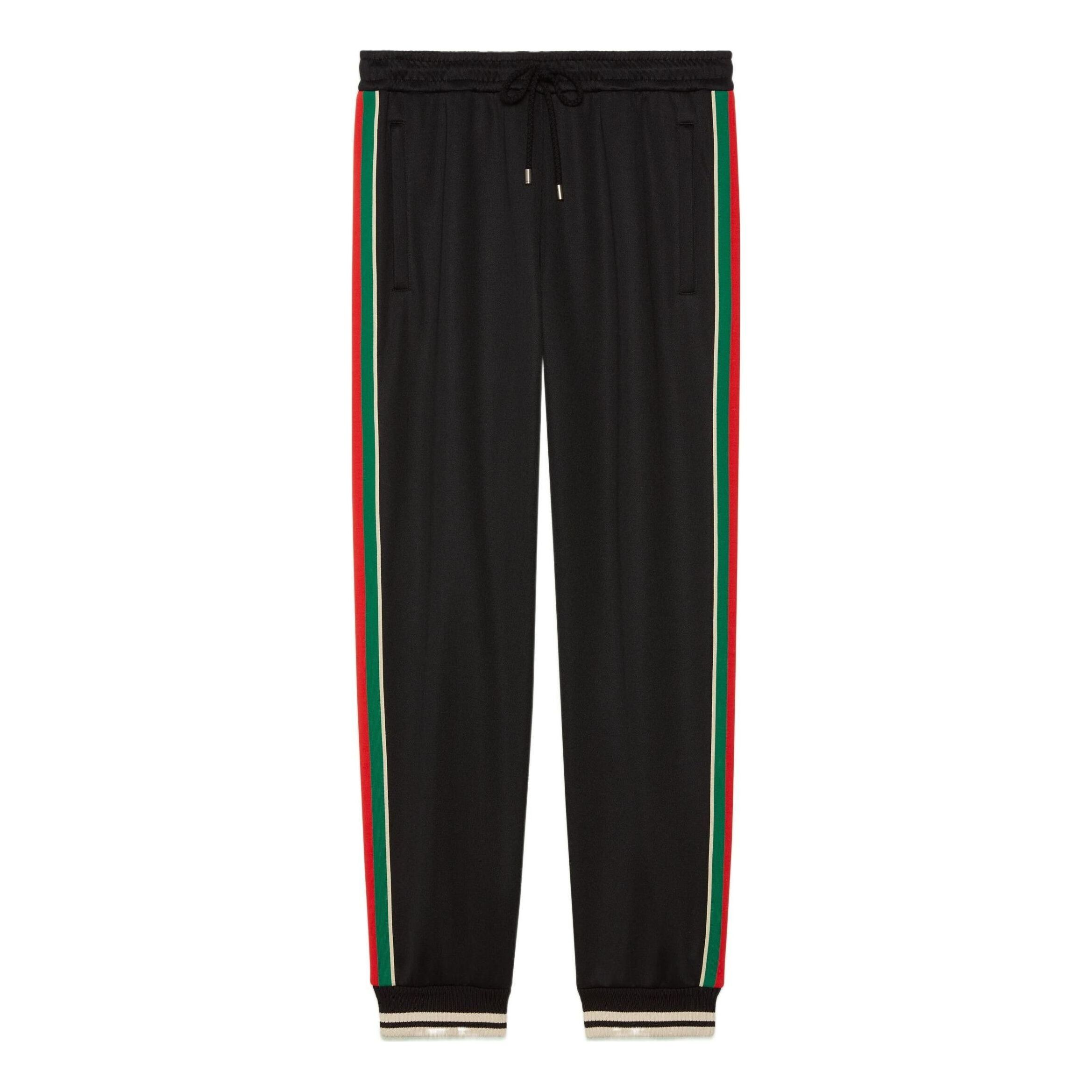 Gucci Tapered Webbing-Trimmed Stretch-Jersey Sweatpants 'Black' 698426-XJEES-1152 sold by KicksCrew