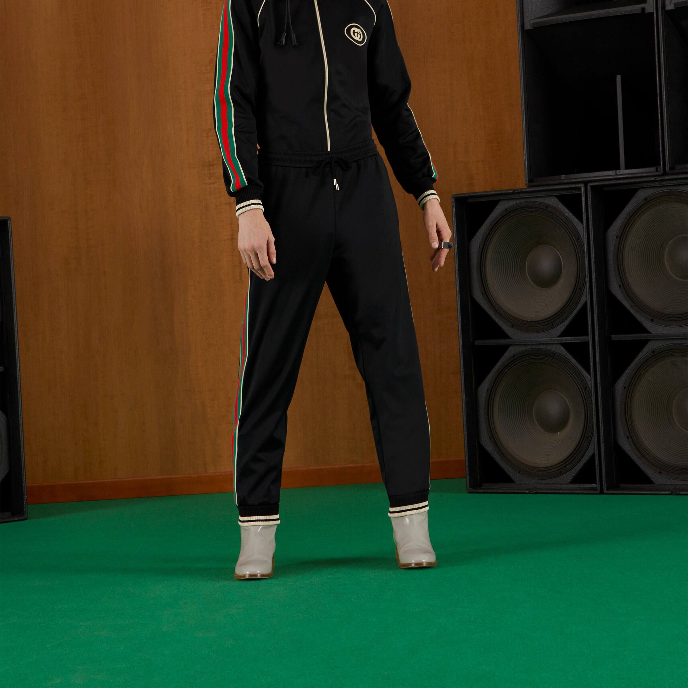 Gucci Tapered Webbing-Trimmed Stretch-Jersey Sweatpants 'Black' 698426-XJEES-1152 sold by KicksCrew product image thumbnail 4