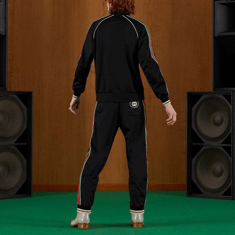 Gucci Tapered Webbing-Trimmed Stretch-Jersey Sweatpants 'Black' 698426-XJEES-1152 sold by KicksCrew product image thumbnail 3