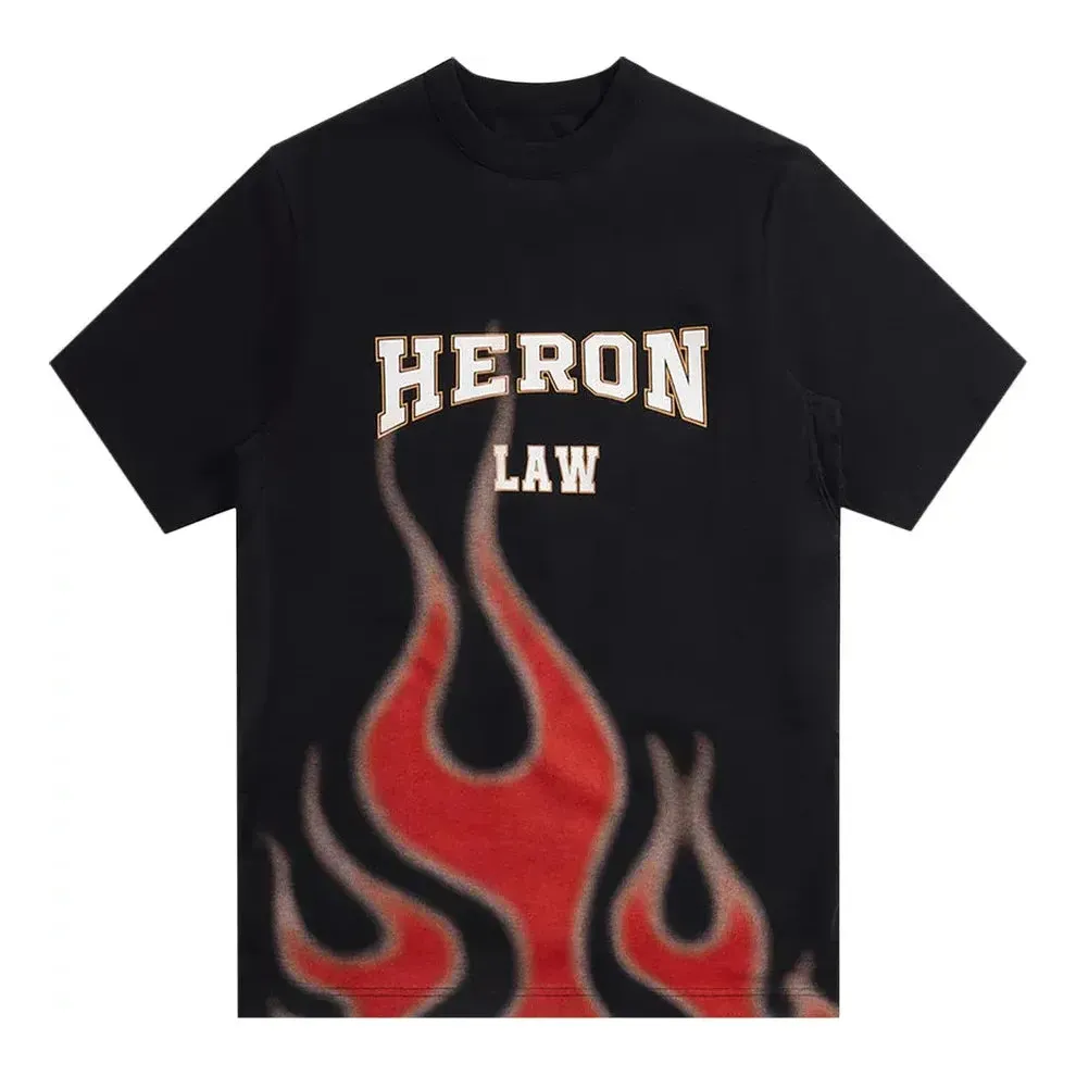 HERON PRESTON SS23 Heron Law Flames T-Shirt 'Black' HMAA032S23JER0071025 sold by KicksCrew