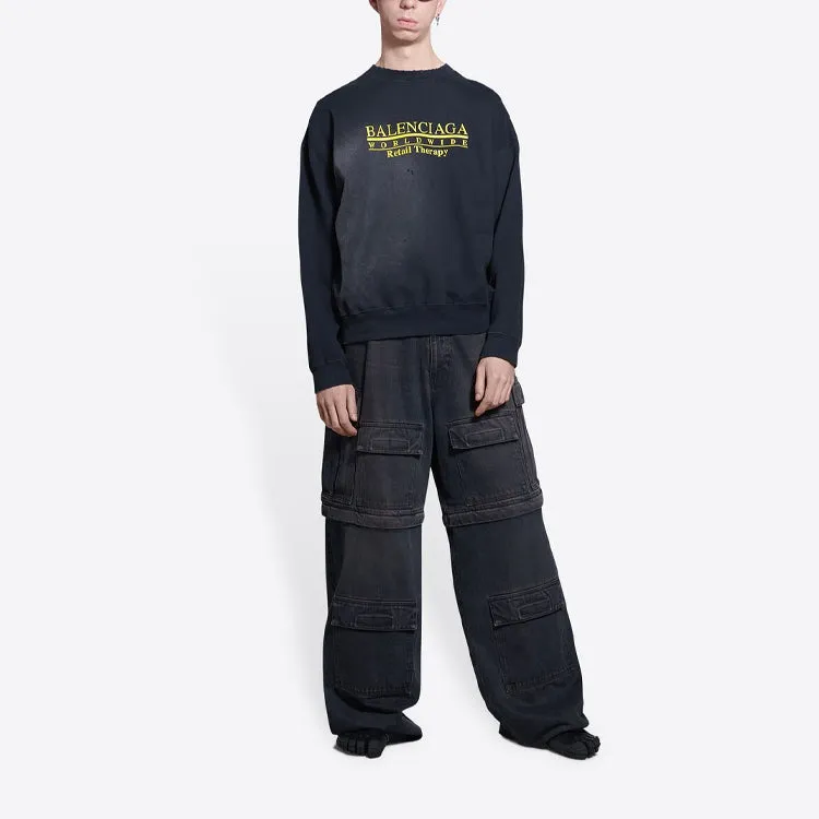 Balenciaga Worldwide Retail Therapy Crewneck Sweatshirt 'Washed Black Yellow' 676629TLVA91361 sold by KicksCrew product image thumbnail 3