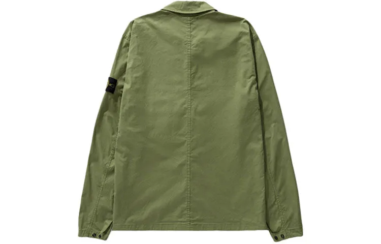STONE ISLAND Supima Cotton Shirt Jacket 'Olive' 761512619-V0058 sold by KicksCrew product image thumbnail 2
