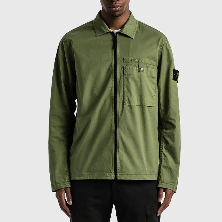 STONE ISLAND Supima Cotton Shirt Jacket 'Olive' 761512619-V0058 sold by KicksCrew product image thumbnail 4