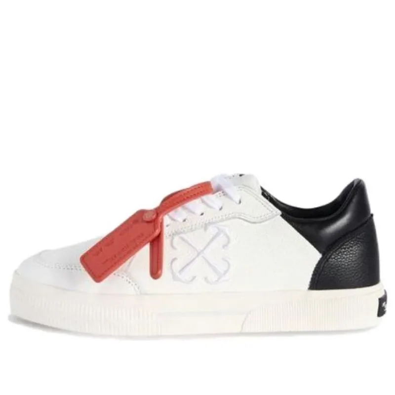 (WMNS) Off-White New Low Vulcanized Leather Sneakers 'White Black' OWIA288S24LEA0010110 sold by KicksCrew