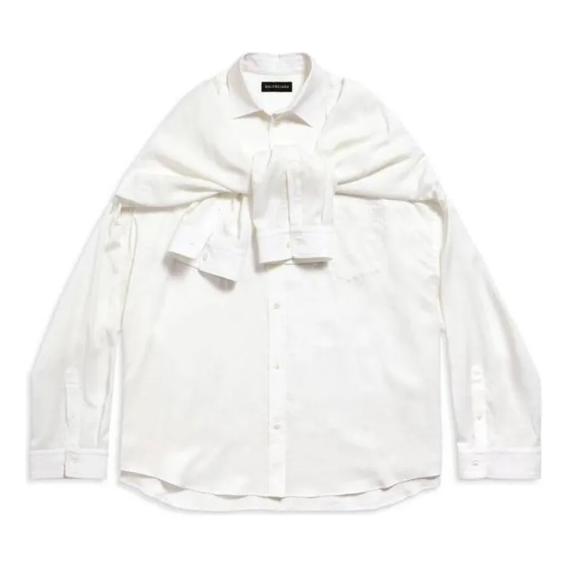 (WMNS) Balenciaga Knotted Sleeves Shirt Oversized 'White' 768553TPO359000 sold by KicksCrew