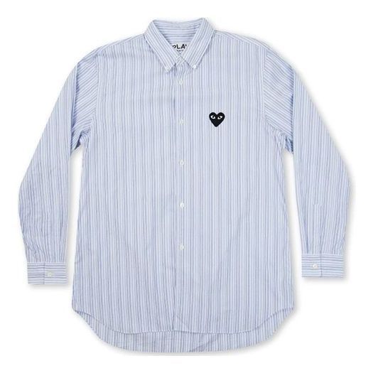 COMME des GARCONS PLAY Black Emblem Striped Button Down 'Light Blue' AZ-B010-051-1 sold by KicksCrew