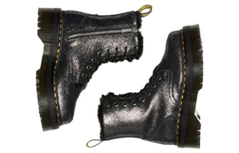 (WMNS) Dr. Martens Jadon Faux Fur-Lined Metallic Leather Platform Boots 'Black' 27955012 sold by KicksCrew