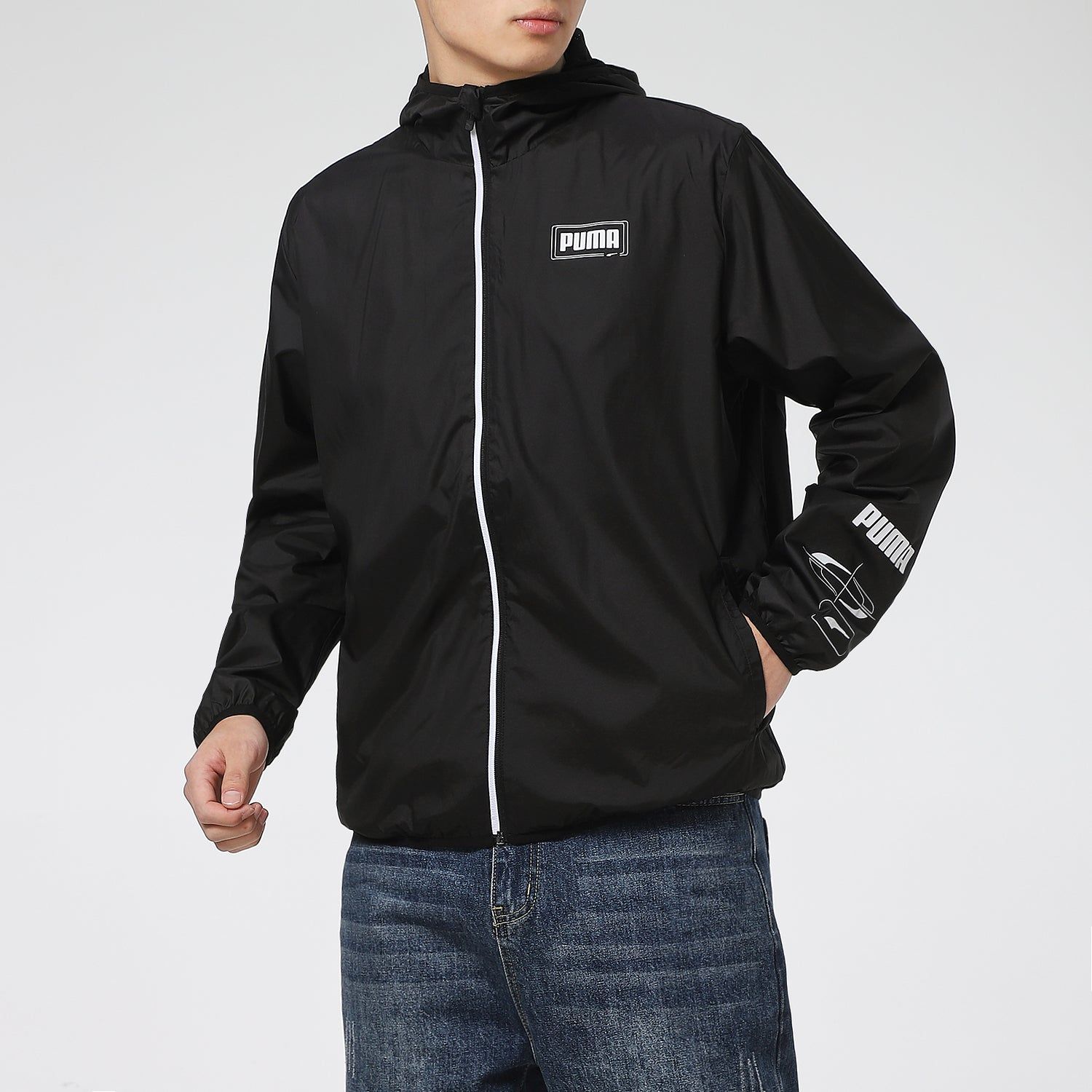 Puma Essentials Rebel Windbreaker Jacket 'Black White' 588784-01 sold by KicksCrew product image thumbnail 4