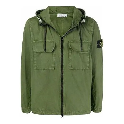STONE ISLAND Garment Dyed Hooded Shirt Jacket 'Olive' 7615122WN-V0158 sold by KicksCrew