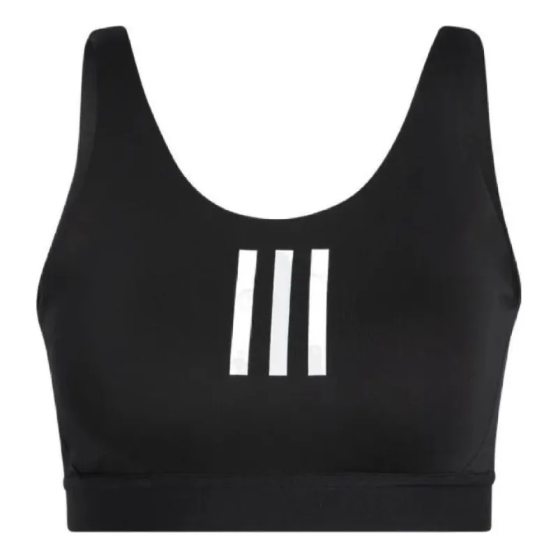 (WMNS) adidas Don't Rest Medium-Support 3-Stripes Bra 'Black White' GR8171 sold by KicksCrew